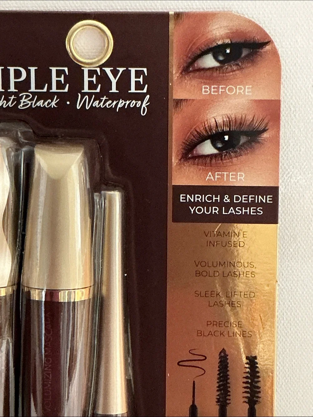 JLB Cosmetics Triple Eye Midnight Black (3) PC Mascara and Eyeliner.